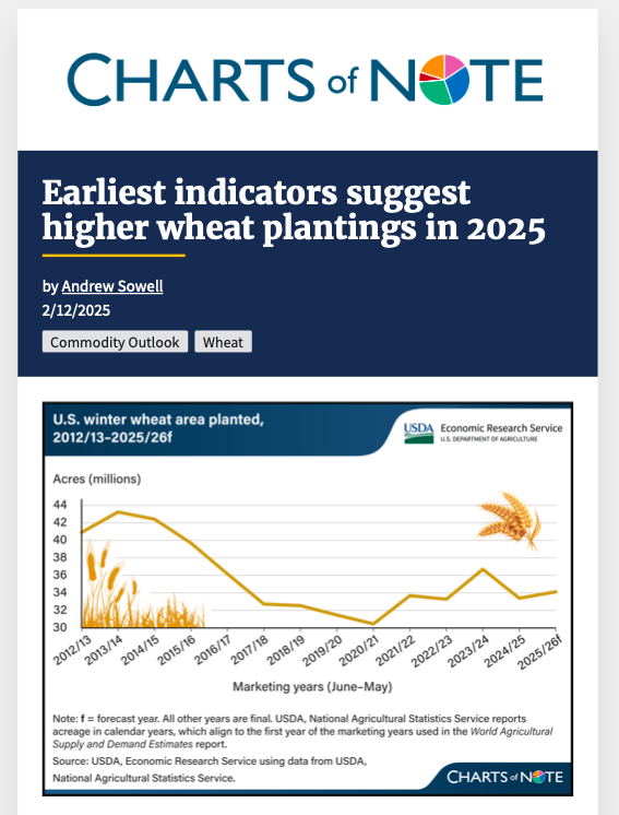 A chart of note depicting wheat plantings in 2025