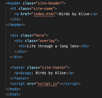 A screenshot of HTML code